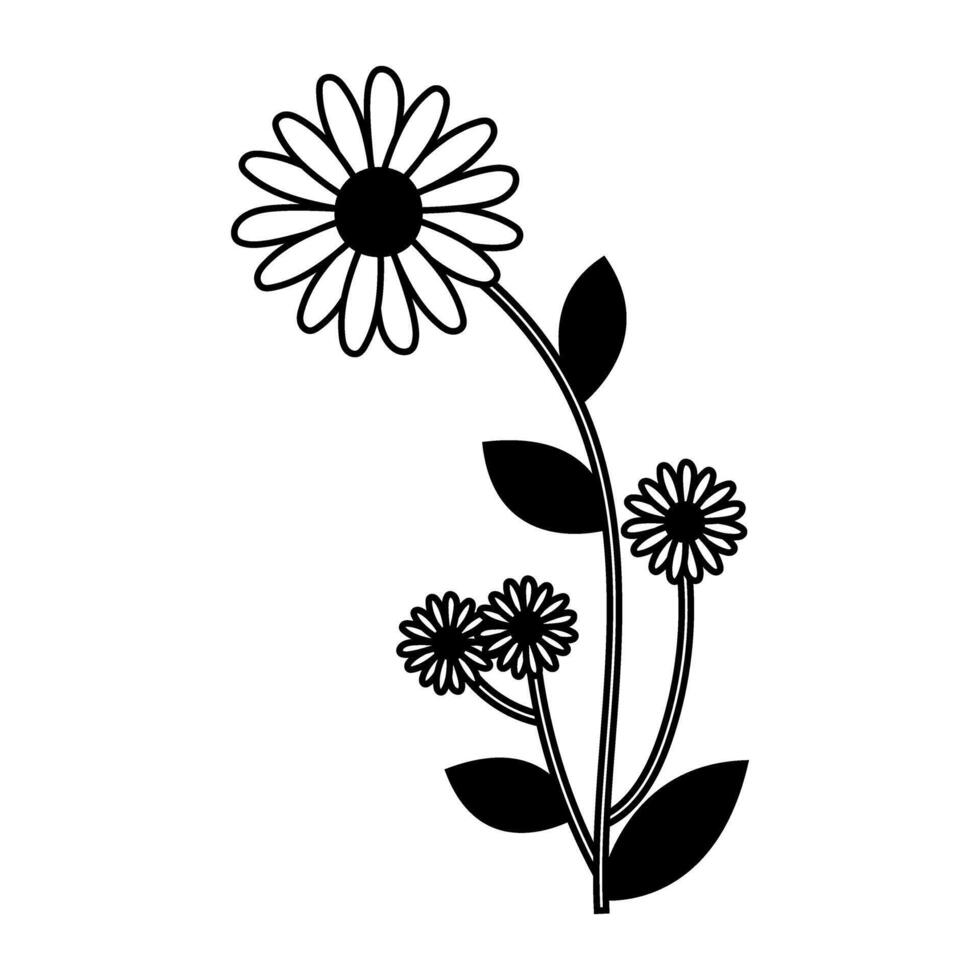 cute flower and leafs decorative icon illustration design illustration design vector