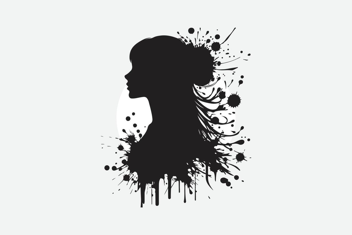 Avant-Garde Ink Silhouette of a Girl with Sharp Details vector