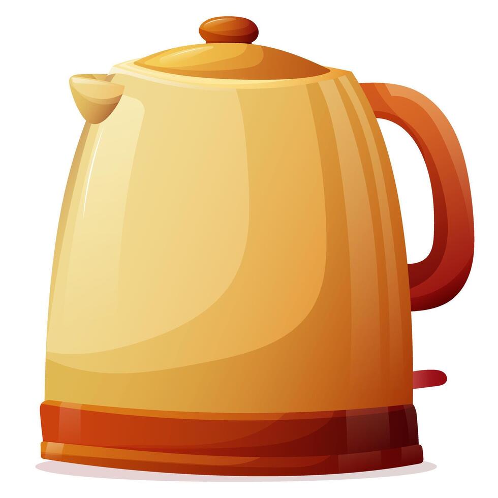 yellow cute vintage electric kettle for home kitchen vector