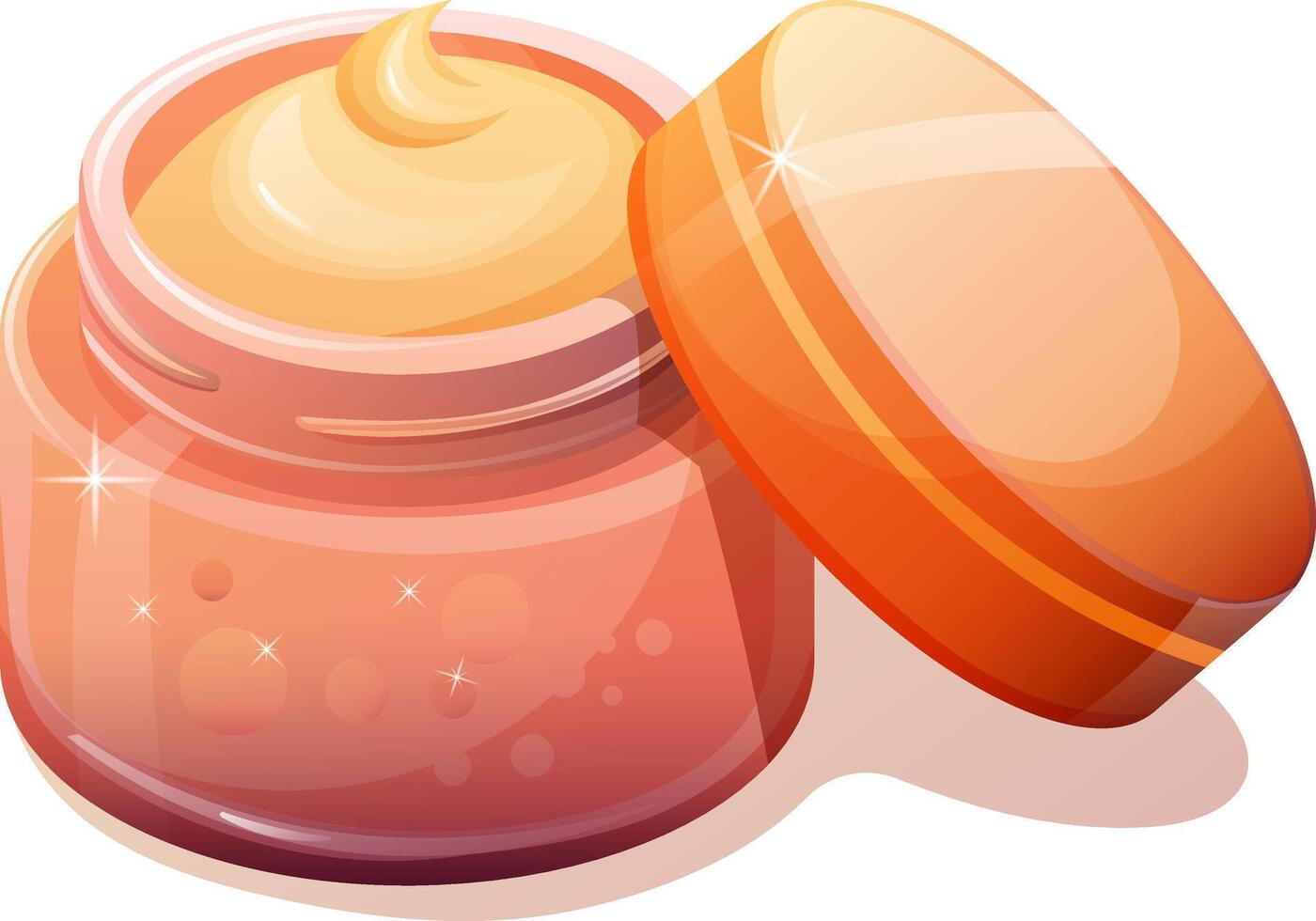 pink glittery cream jar with open lid vector