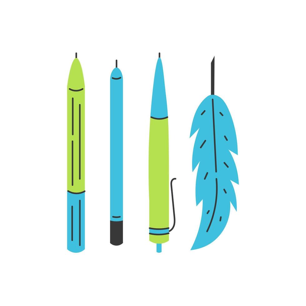 Stationery Supplies Flat Set vector