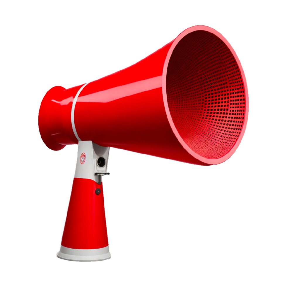 Red Megaphone Speaker with transparent background png