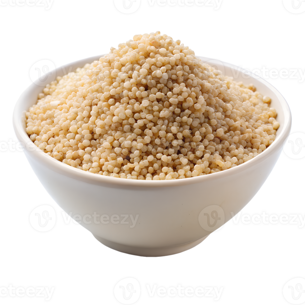 A Closeup View of a Bowl isolated on transparent background Filled with Uncooked Pearl Couscous Grains png