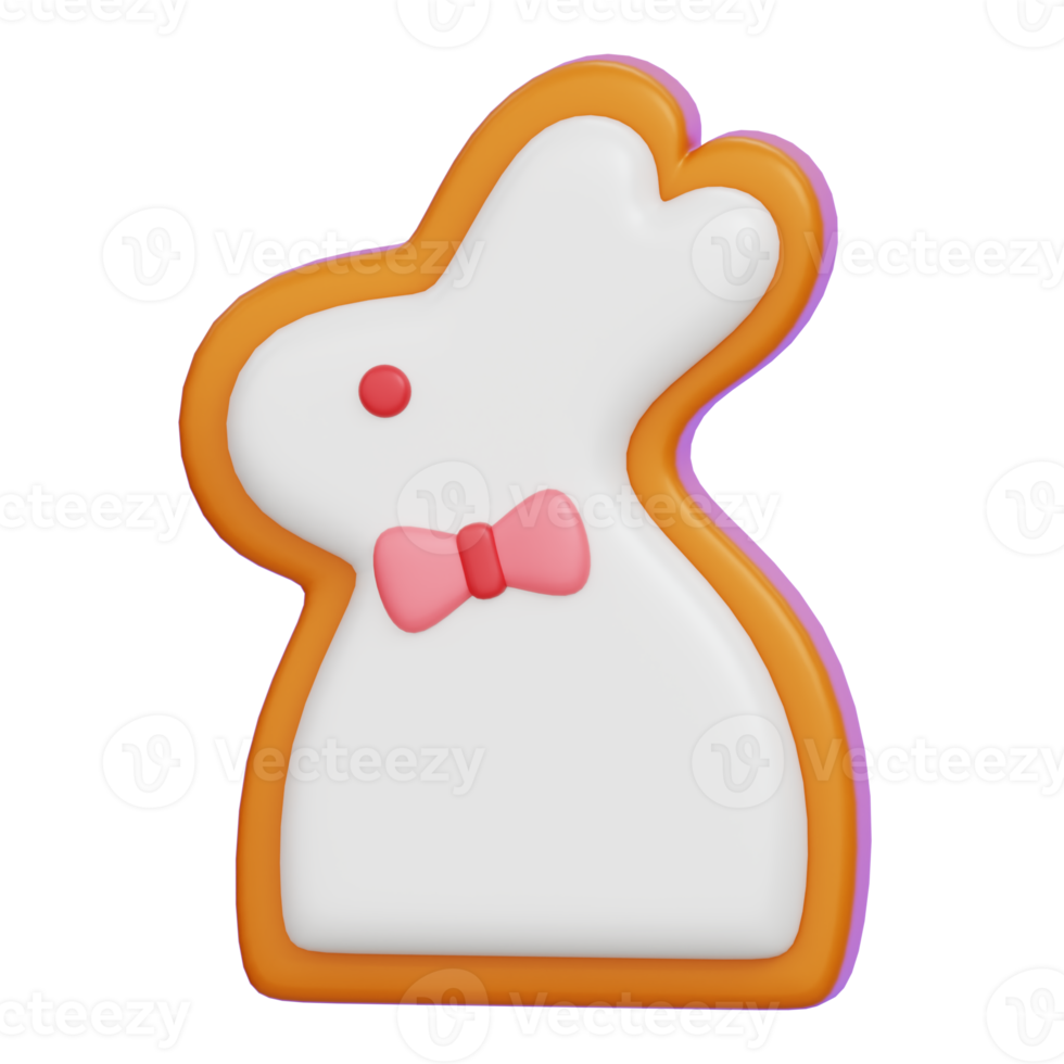 Happy Easter with cute bunny biscuit cookie isolated. 3D render illustration png