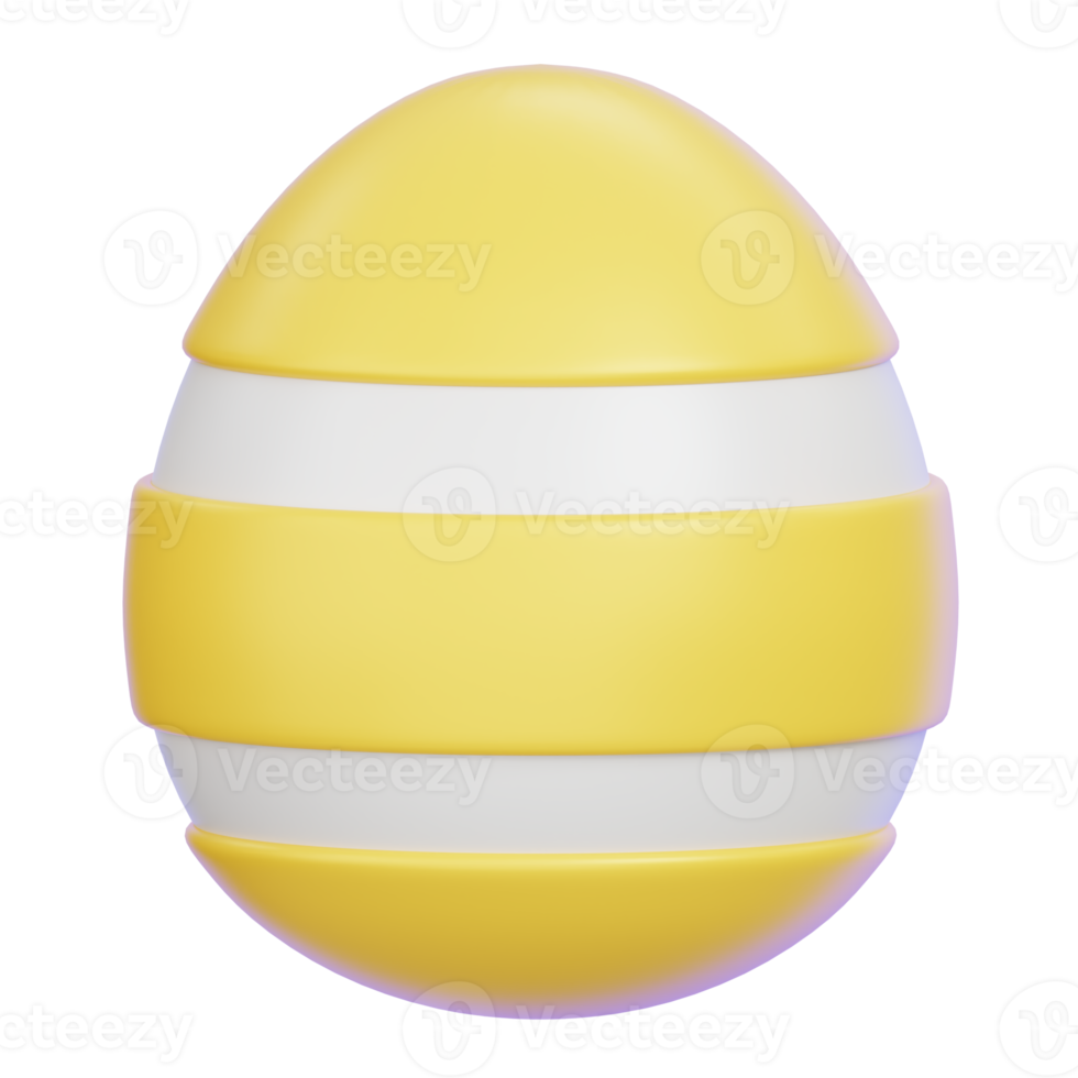 Yellow Easter Egg with Stripes Isolated. 3D render illustration png