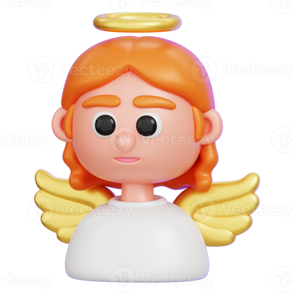Cute Angel Cartoon Character Isolated 3D render illustration png
