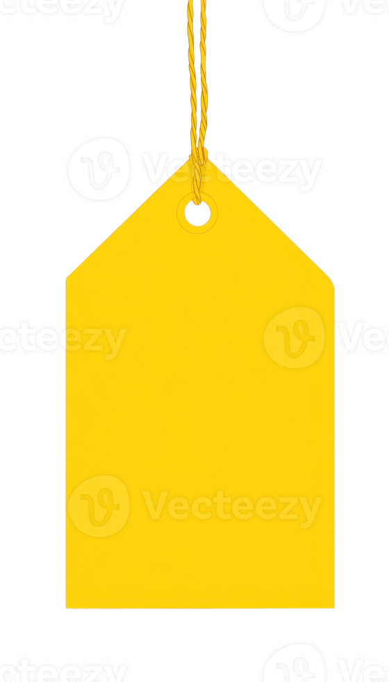 Yellow tag with string Ideal for product labels pricing or gifting with customizable space for text png