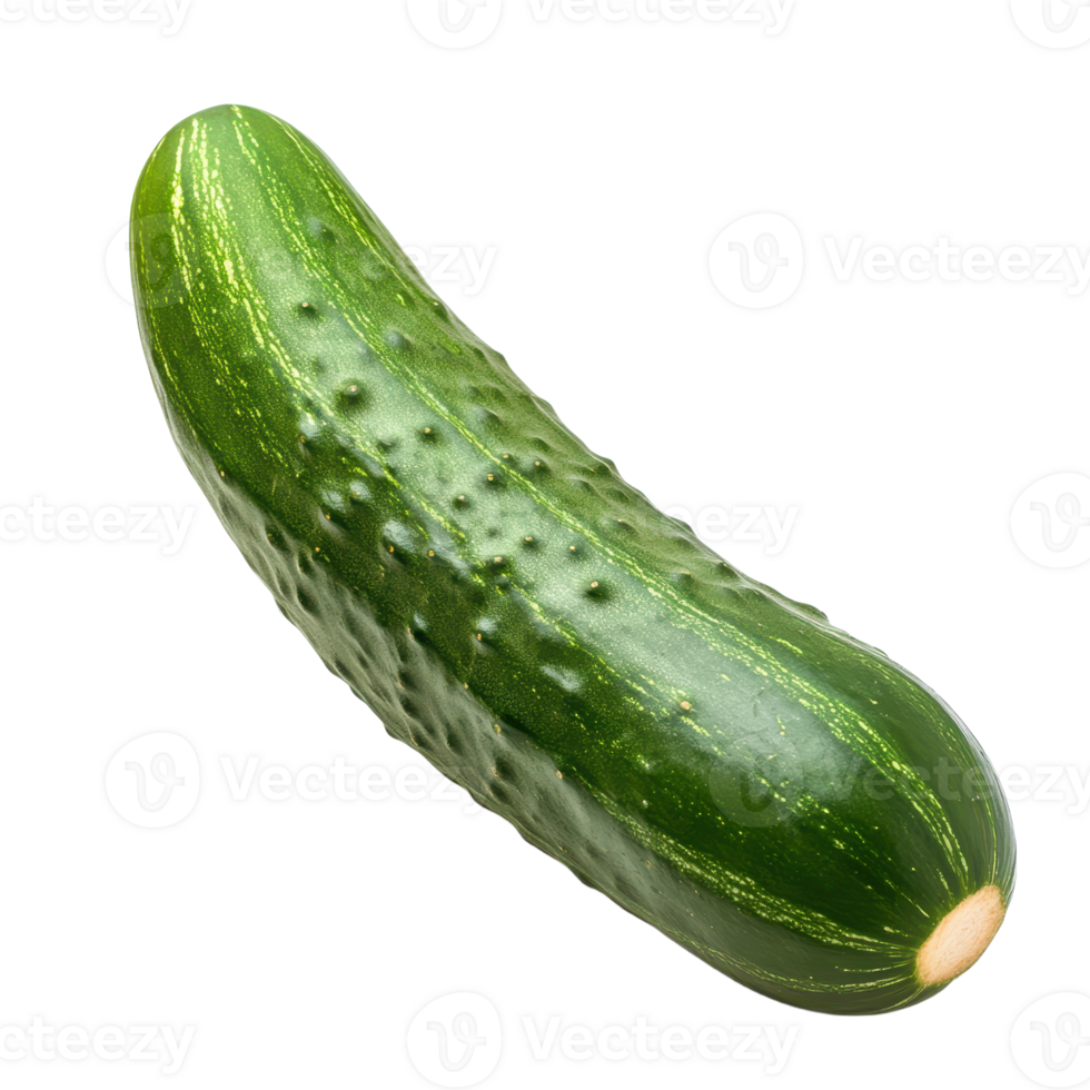 A vibrant green cucumber with a textured surface isolated against a dark background This vegetable is fresh and appealing png