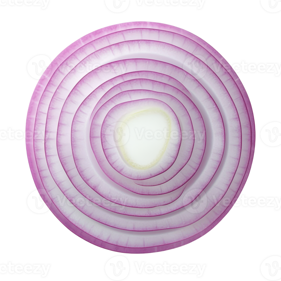 A cross-sectional view of a red onion highlighting its concentric layers against a showcasing its intricate circular pattern png