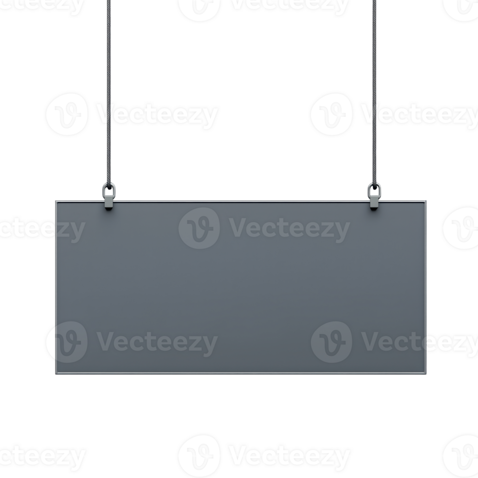 Hanging display board grayscale design Perfect for signage or information display suspended in mid-air with minimalistic presentation png