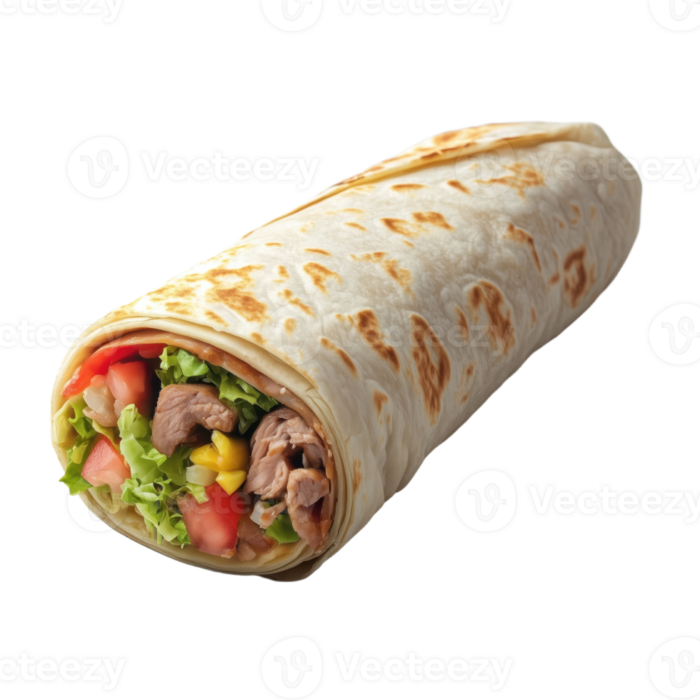 Delicious wrap filled with savory ingredients perfect for a quick and satisfying meal Fresh flavorful and conveniently rolled png