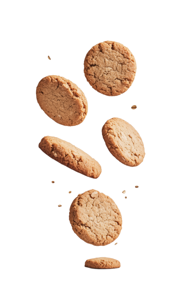 Cookies float against a their golden-brown surfaces promising a tasty homemade treat They look crunchy and sweet png