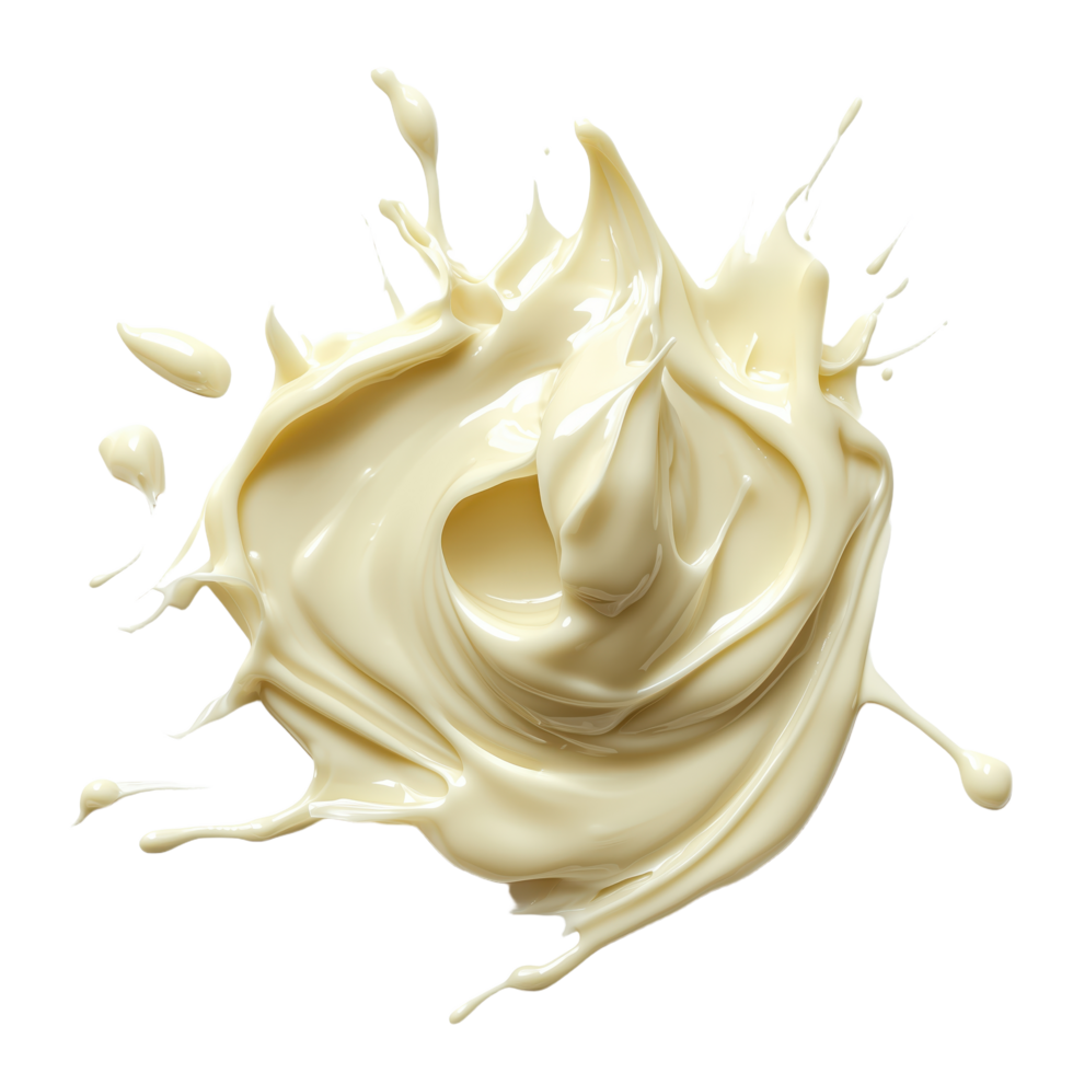 Creamy swirl captured in a dynamic splash Smooth texture and delicate motion frozen in time against a stark Visually striking png