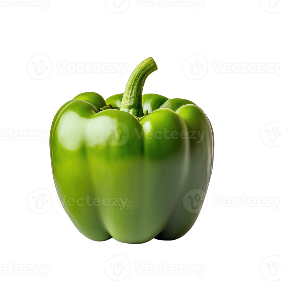 Vibrant green bell pepper isolated on a transparent backdrop Fresh crisp and ready for culinary creations Perfect for healthy eating png