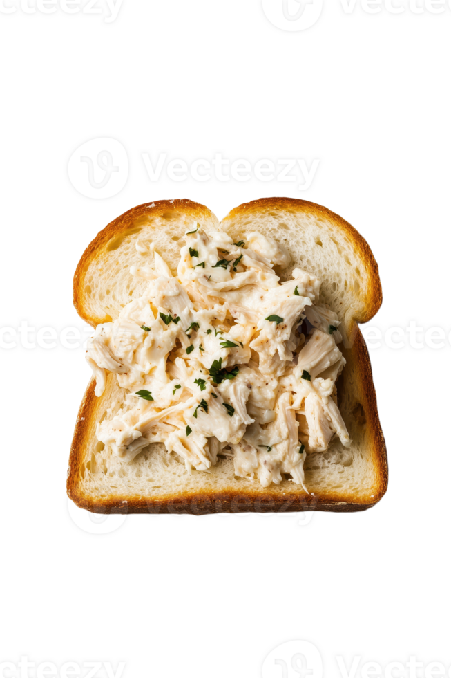 Open-faced Chicken Salad Sandwich Classic comfort food Creamy chicken salad with herbs on toasted bread A simple delicious lunch or snack png