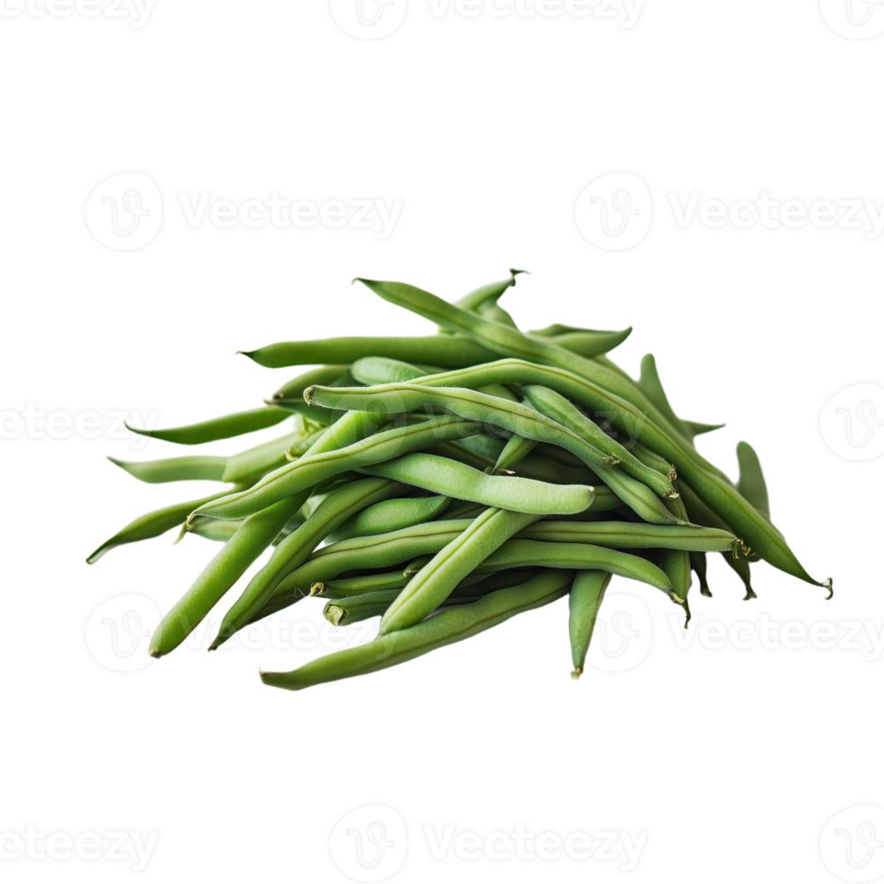 Freshly picked green beans stacked against a showcasing their vibrant color and natural texture png