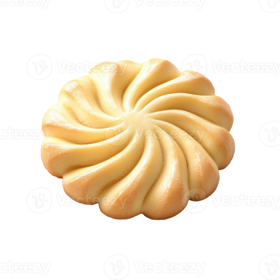 Delicate pastry with a swirled design isolated on a transparent background showcasing its intricate shape and warm golden hue png
