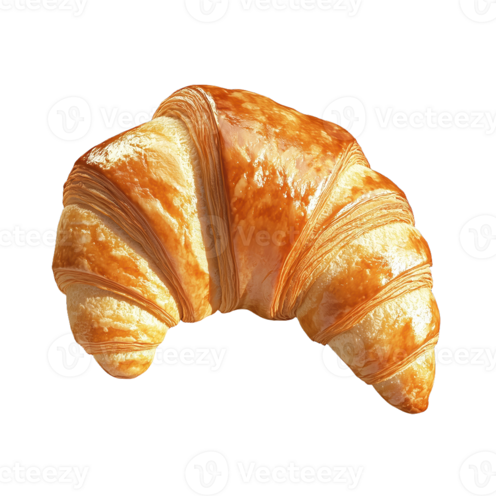 Golden croissant with flaky layers on a transparent background Perfect pastry for breakfast or snack isolated and appetizing png