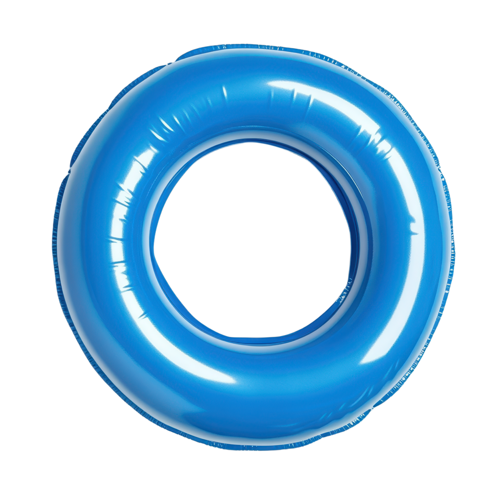 A vibrant blue inflatable swim ring perfect for summer fun presented against a transparent backdrop Swimming pool essential png