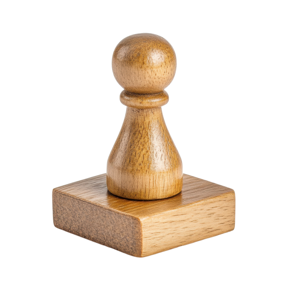 Wooden stamp with a round handle and a square base Natural wood grain Studio shot Isolated object Simple classic design png