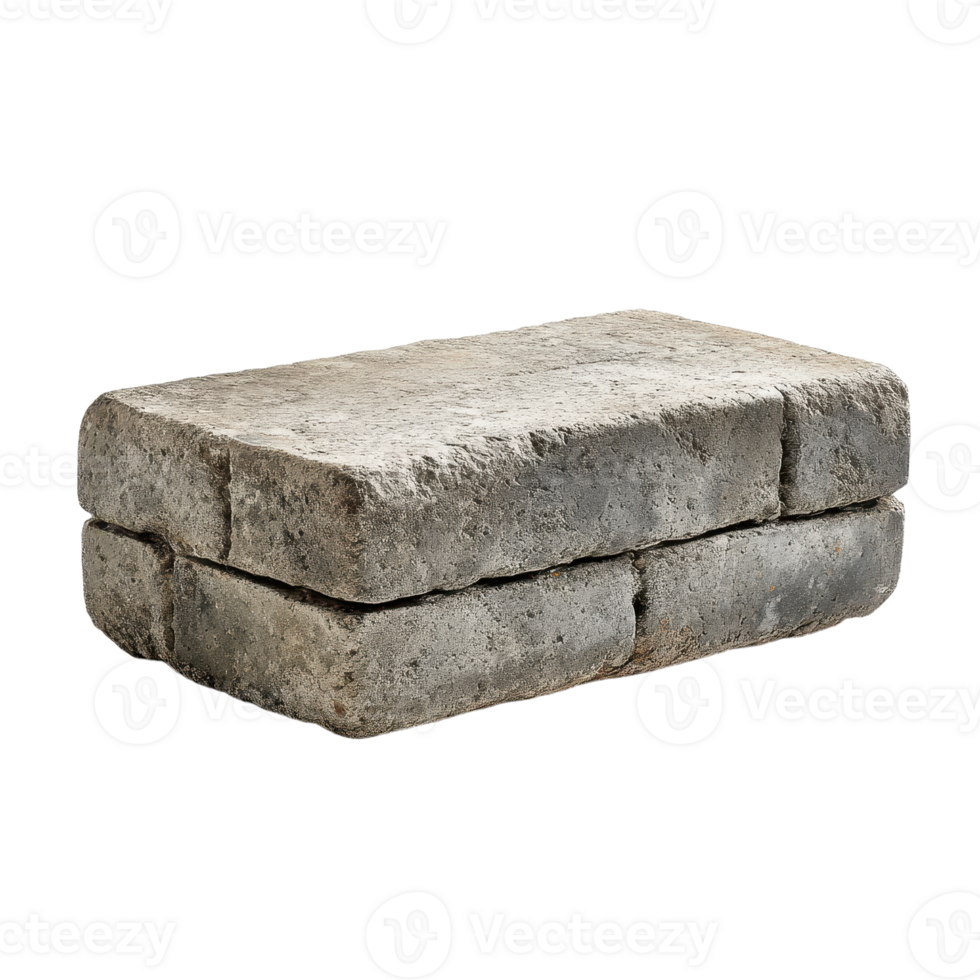 Stacked Concrete Pavers Two gray concrete pavers are stacked showcasing a rough texture against a transparent backdrop png
