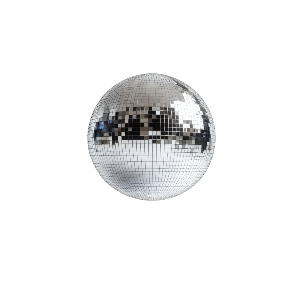 Shimmering disco ball against a stark canvas the sphere radiates a mirrored allure inviting light and dance png