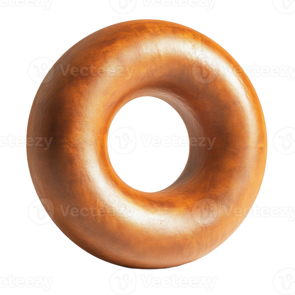 d'or torus une lumineux sculptural bague forme avec une doux attrayant texture contre une rigide transparent toile de fond visuel simplicité png