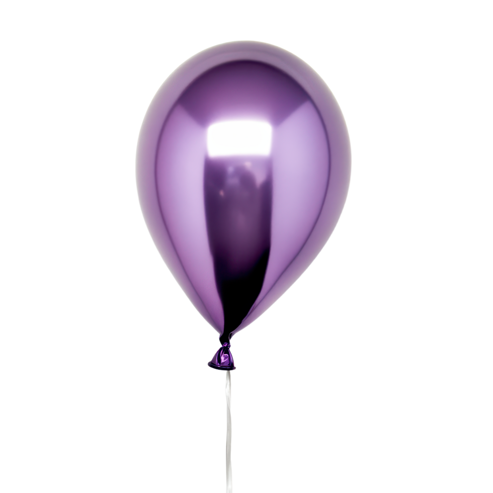 Shiny purple balloon floats against a stark reflecting light with its smooth glossy surface png