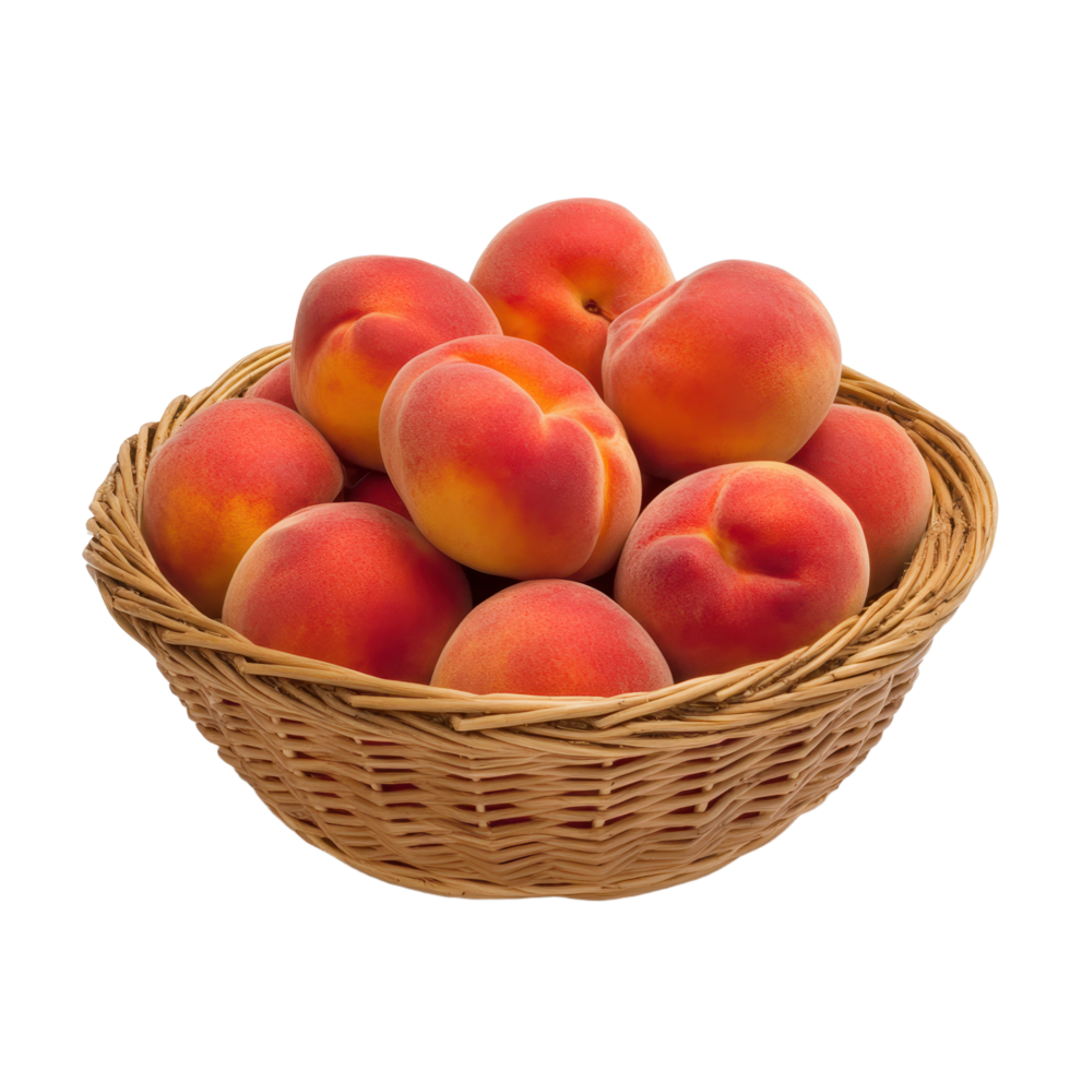 Basket of juicy peaches a summer delight Freshly picked and bursting with flavor A vibrant and healthy snack option png