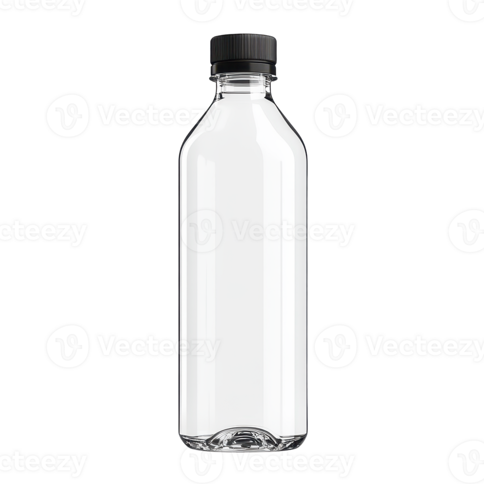 Transparent plastic bottle with cap isolated on a showcasing its sleek design and practicality for various liquids png