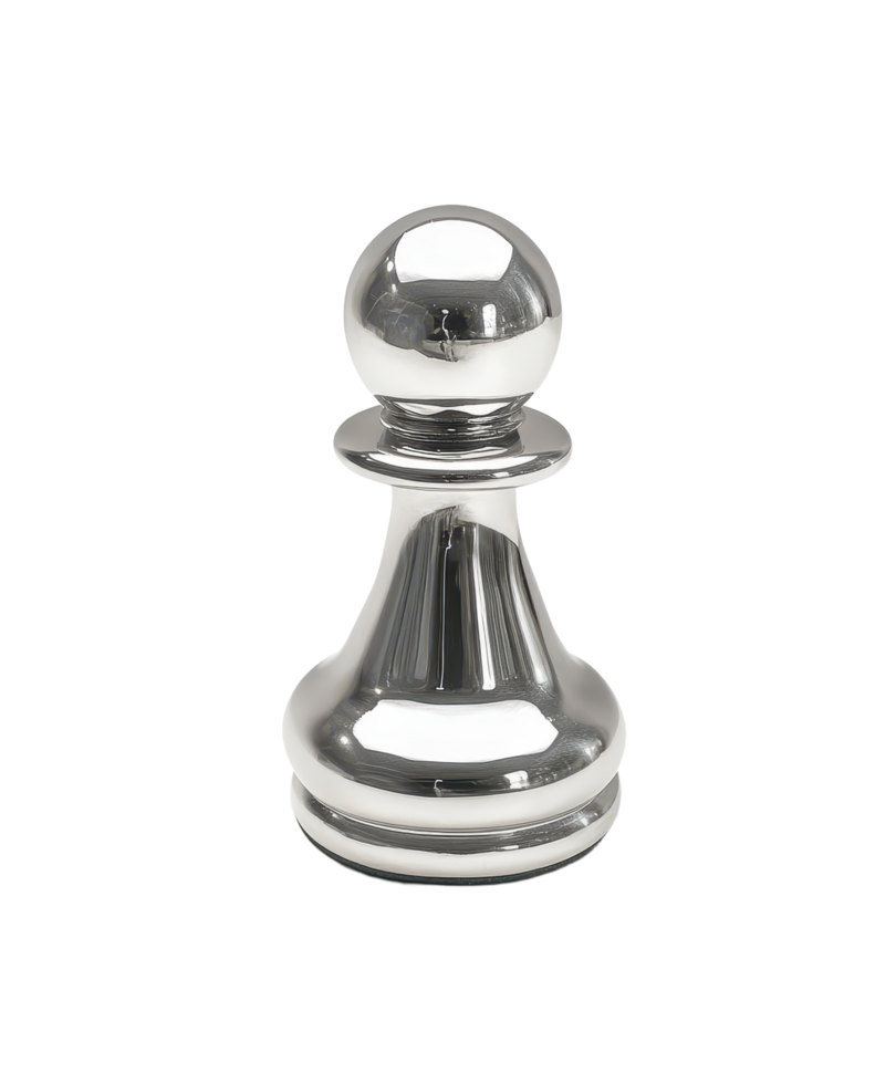 Silver chess pawn on a backdrop Reflective and elegant perfect for strategic board game visual or a unique decorative piece png