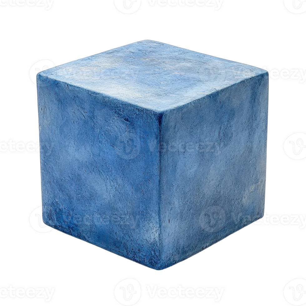 Blue textured cube artfully isolated Solid block with a captivating aesthetic Simplicity meets depth in this captivating composition png