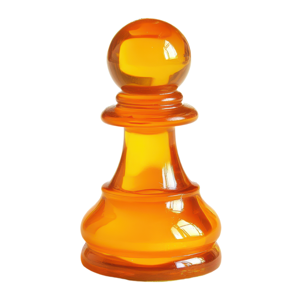 Amber-colored chess pawn with a glossy finish isolated against a Simple sleek chess piece perfect for design projects png