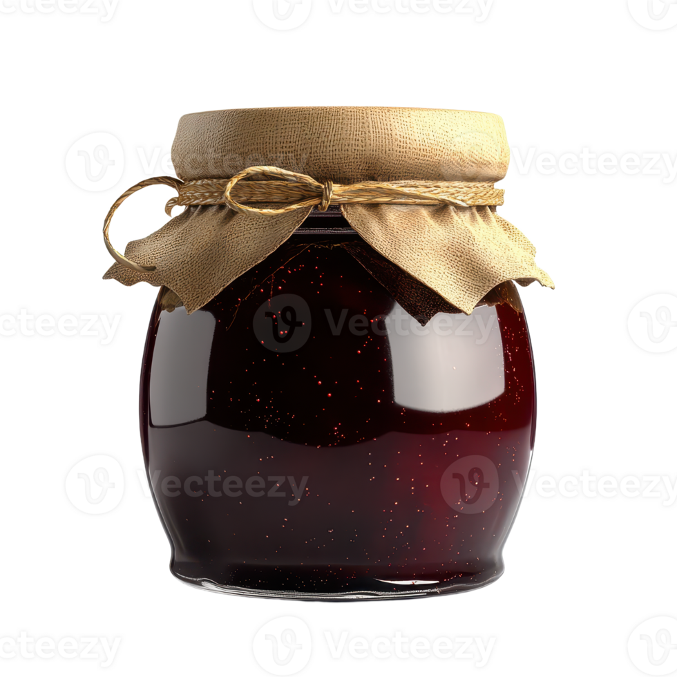 Delicious homemade jam sealed and ready to spread Dark rich color suggests berries like blackberry or raspberry with a textured cover png