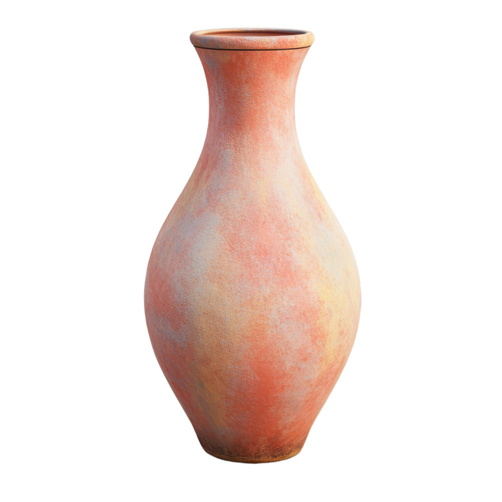 Elegant terra cotta vase with a smooth curved design against a png