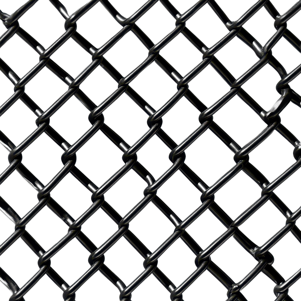 Shiny metal chain-link fence with a dark transparent background Could be used for security or barrier concepts with simple geometric aesthetic png