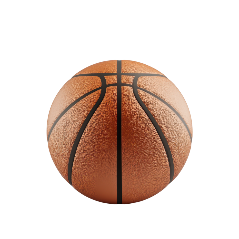 A classic orange basketball The ball shows lines outlining the shape of the basketball placed against a transparent background png