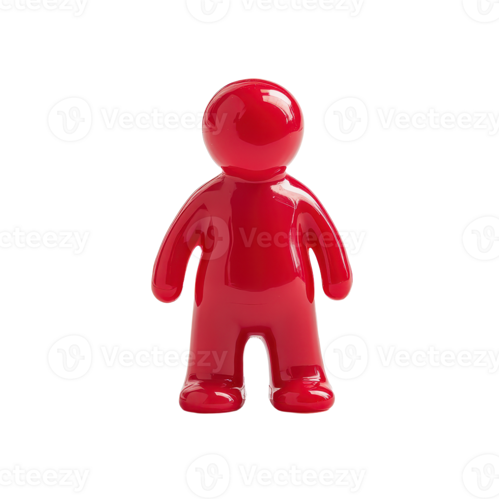 Red Figure A glossy minimalist figurine stands against a The simple design is eye-catching png