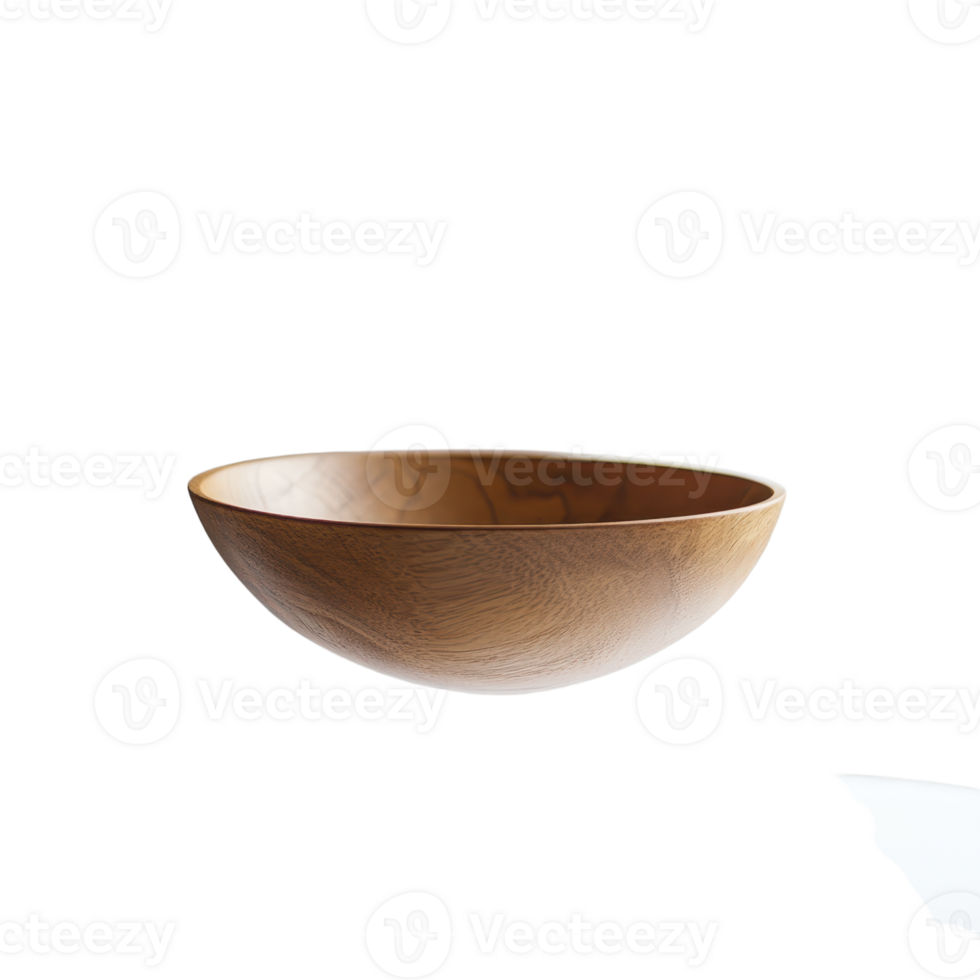 Wooden bowl with a smooth curved design against a transparent background perfect for showcasing natural textures and minimalist style png