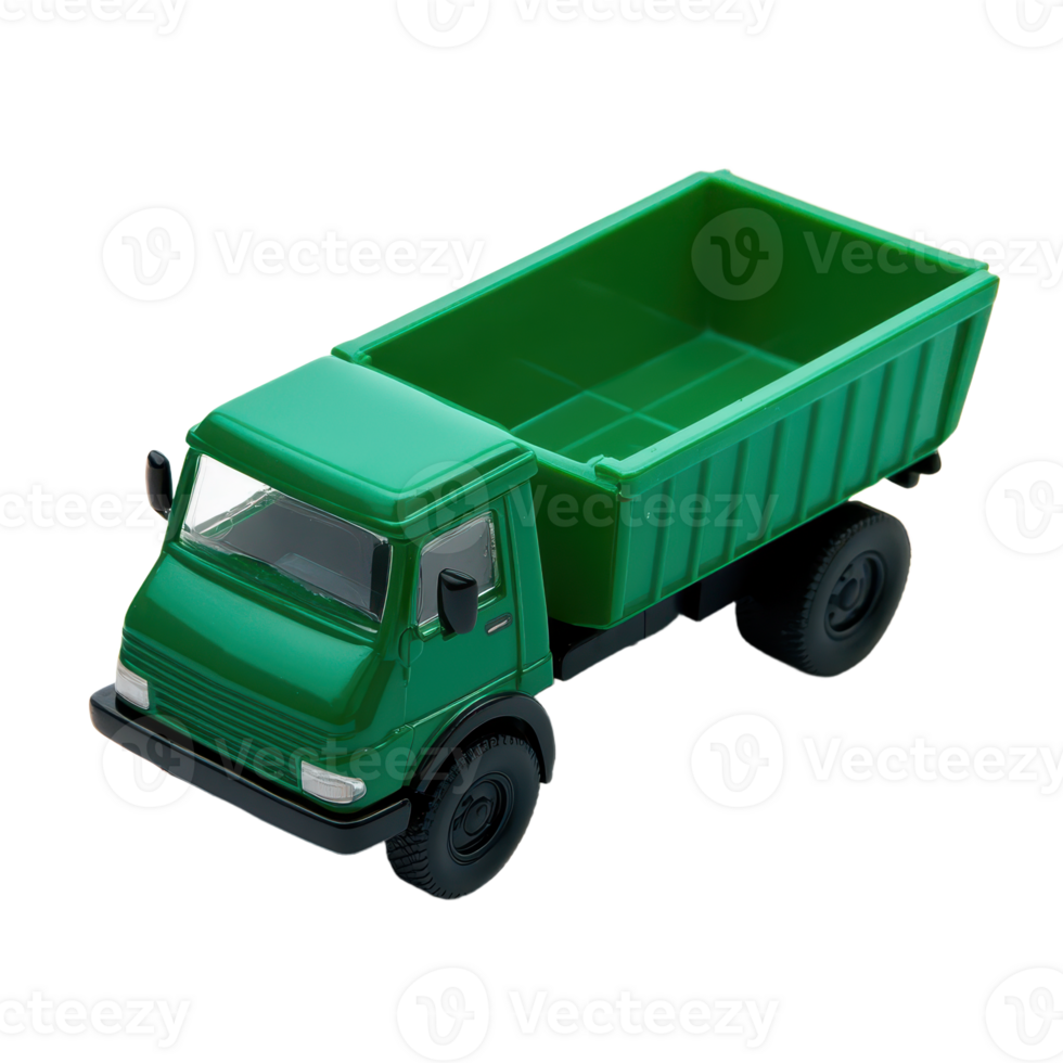 A green toy truck is isolated against a its plastic body is sturdy and detailed It has functional-looking tires and bed png