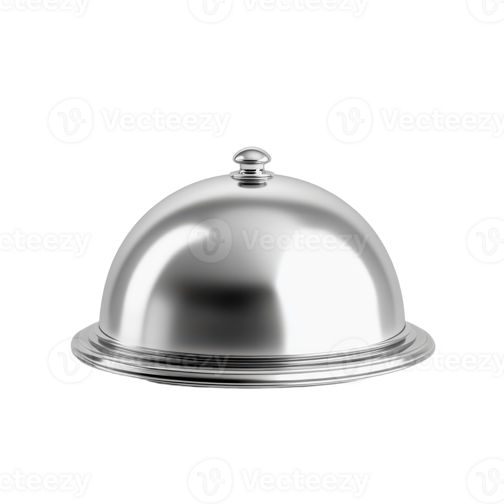 A shiny metal cloche for covering and protecting food typically found in upscale dining The object has a polished surface png