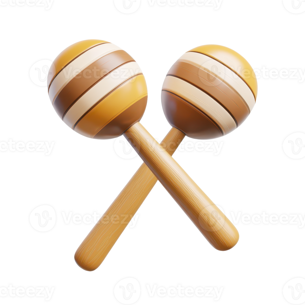 Wooden maracas Cross stylized instrument with layered bulbous top png