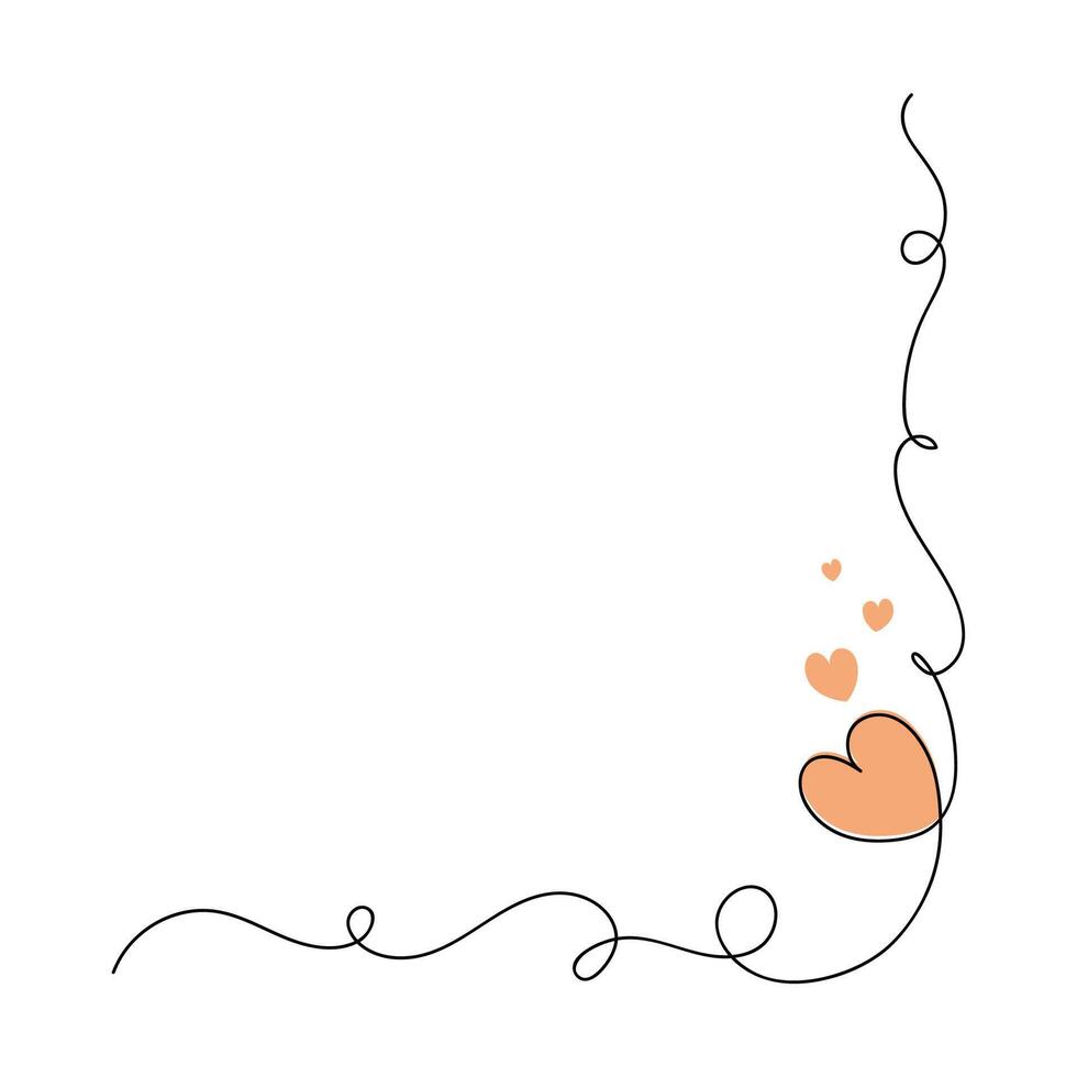 Continuous one frame line art heart isolated. vector