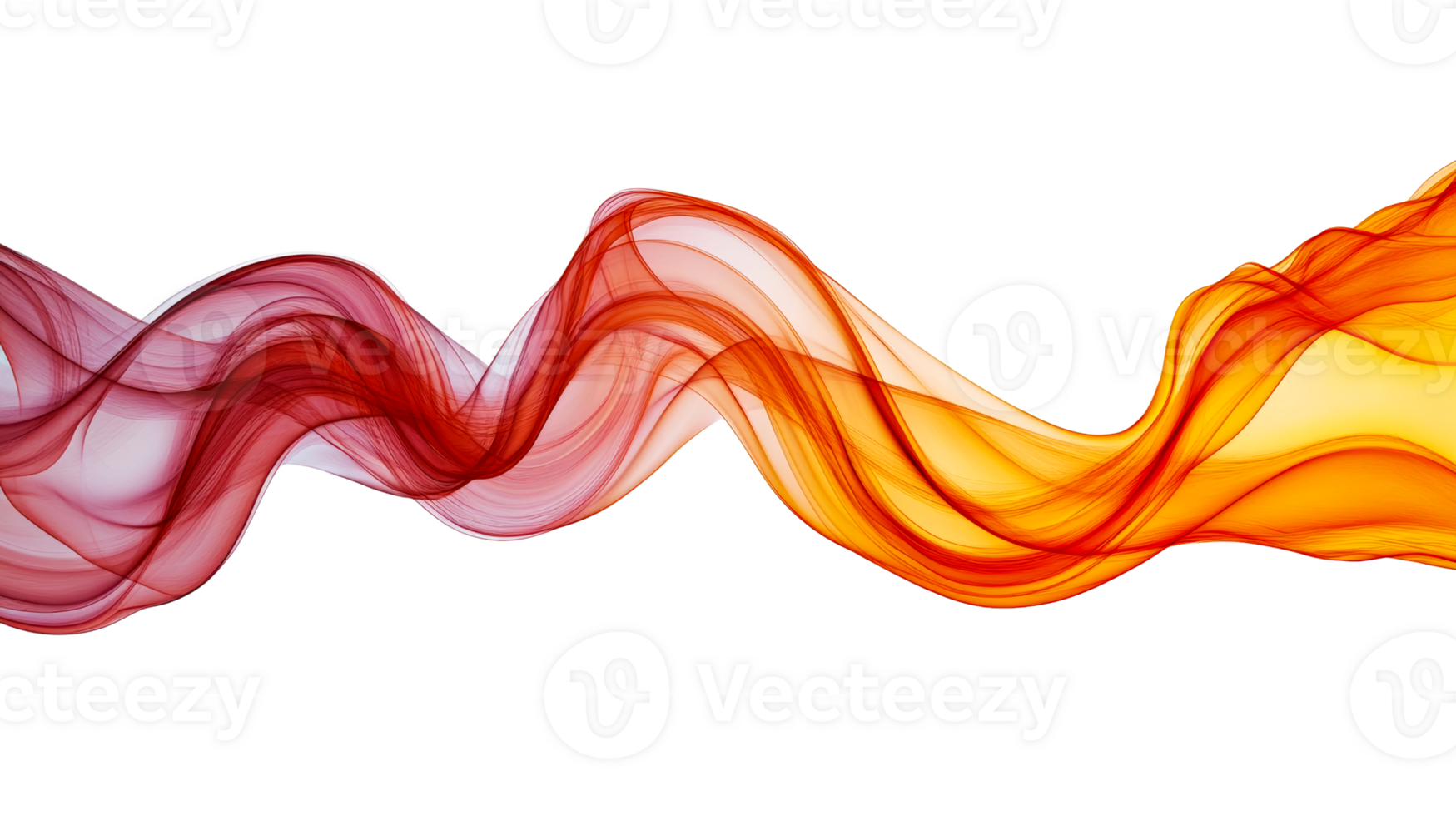 Ribbon with red and orange tones of color abstract wave, cut out transparent png