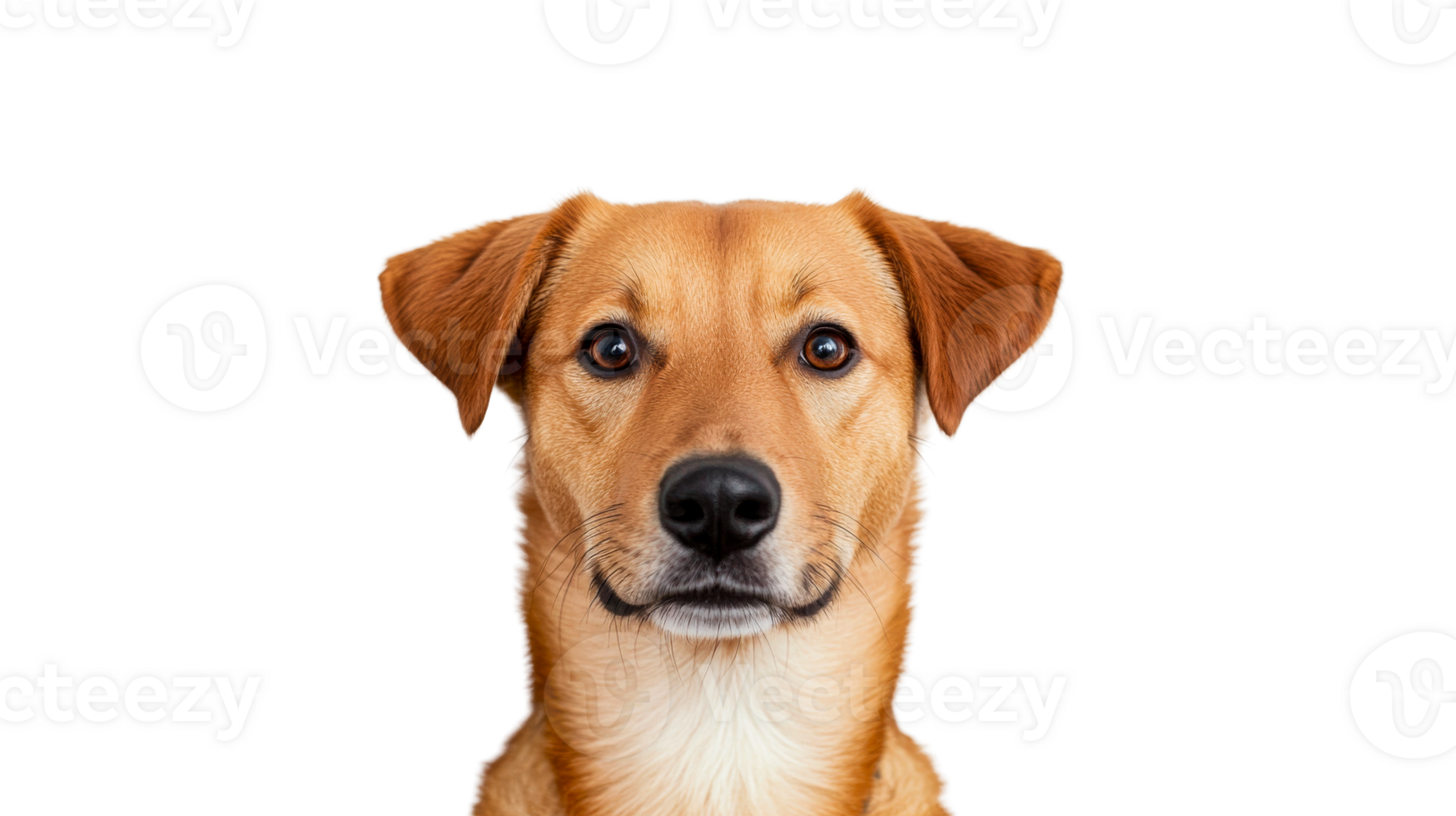 Charming dog portrait with warm eyes and a white chest, cut out transparent png