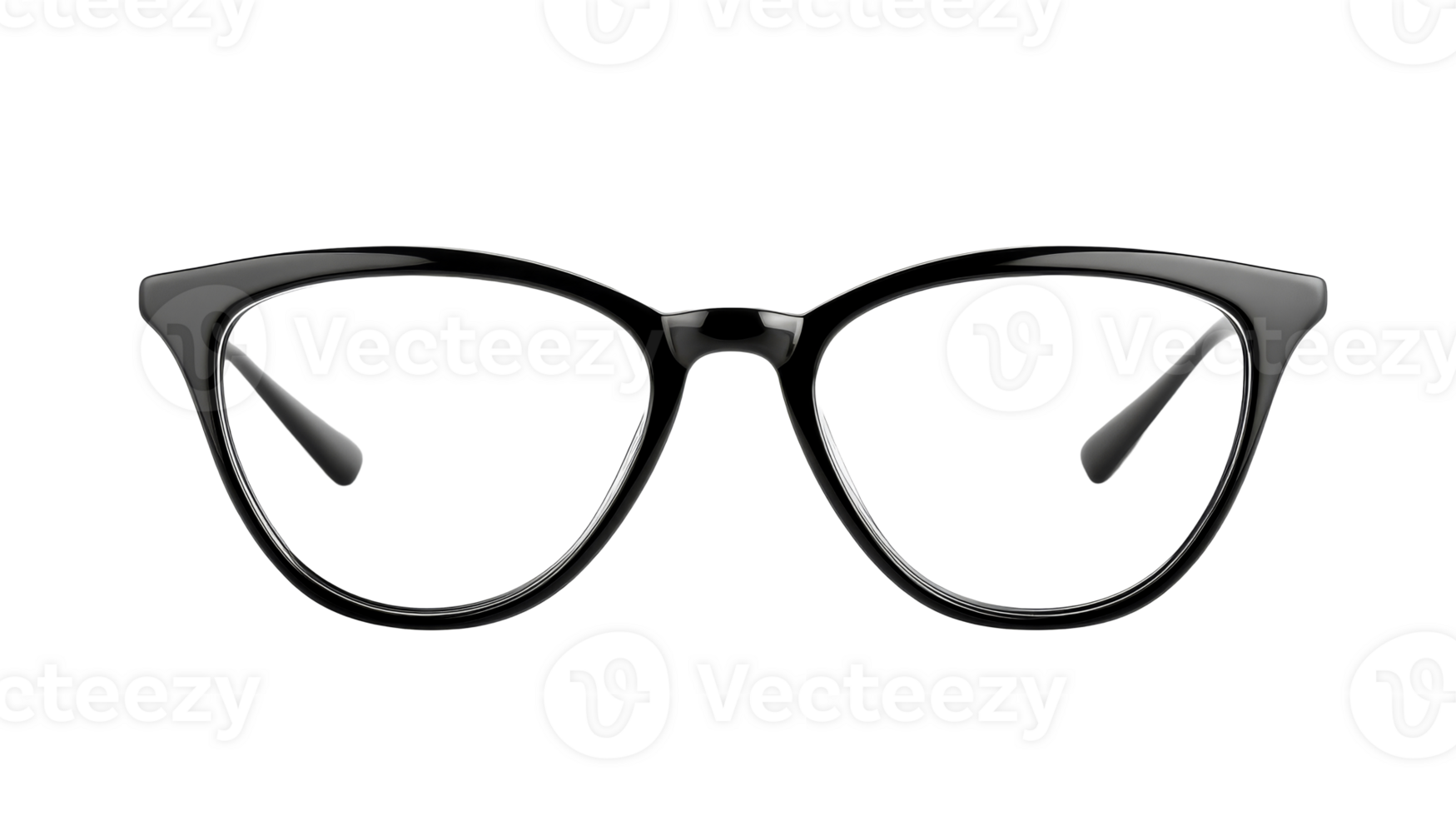Black frame eyeglasses with clear lenses, cut out transparent png