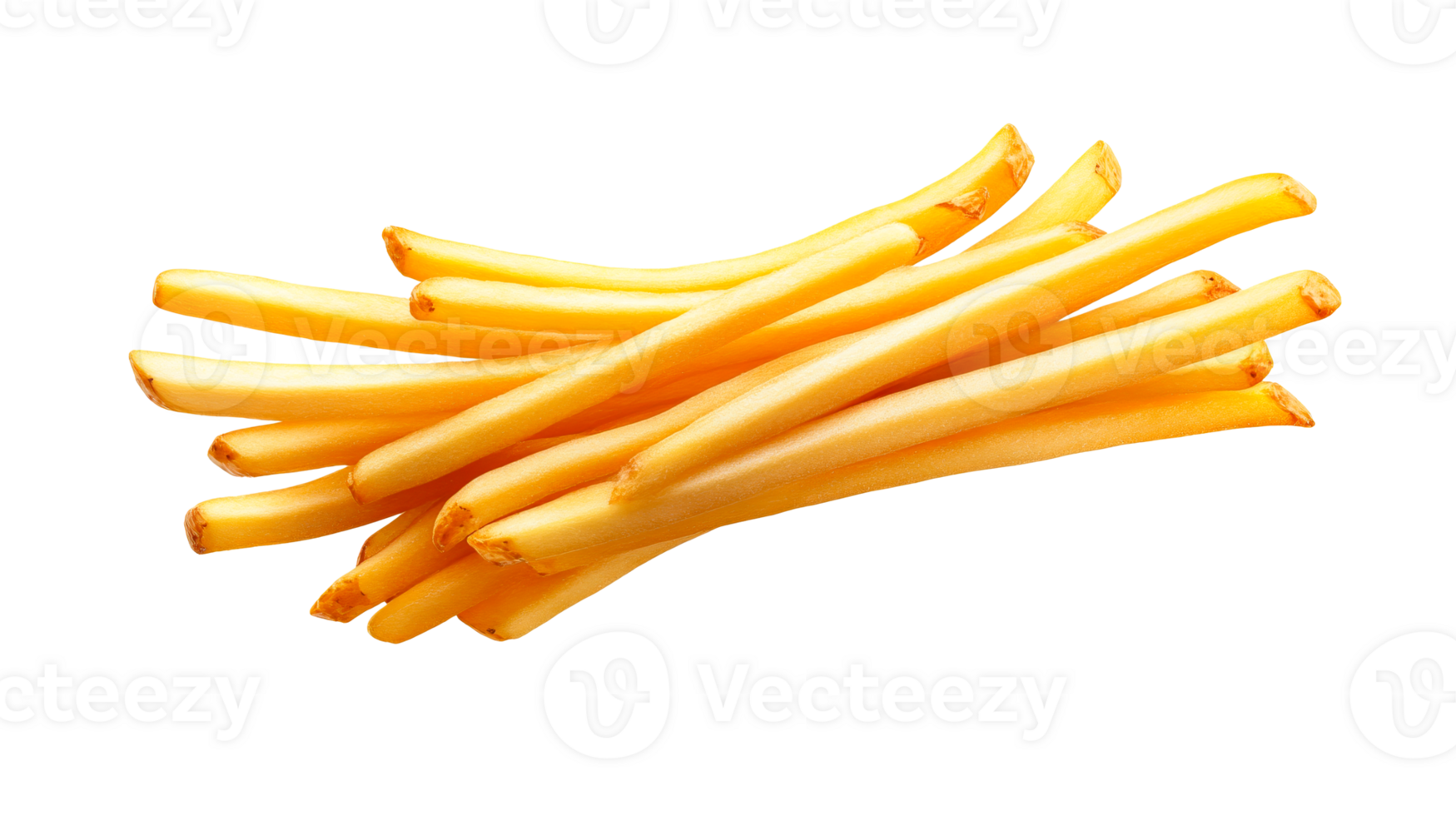 Crispy golden french fries, close-up studio shot, cut out transparent png