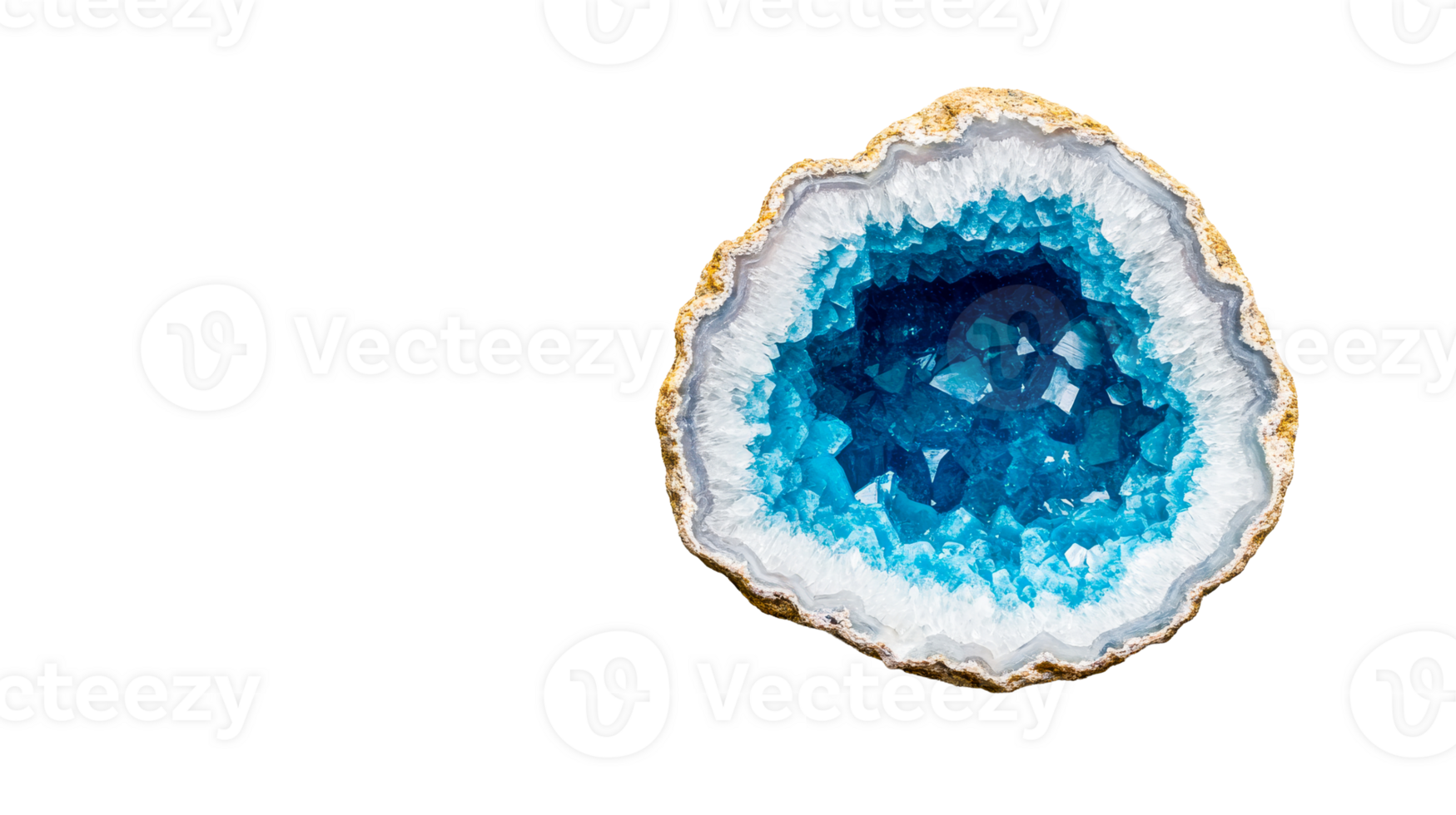 Natural Blue Crystal Gemstone on Black Background, cut out transparent png