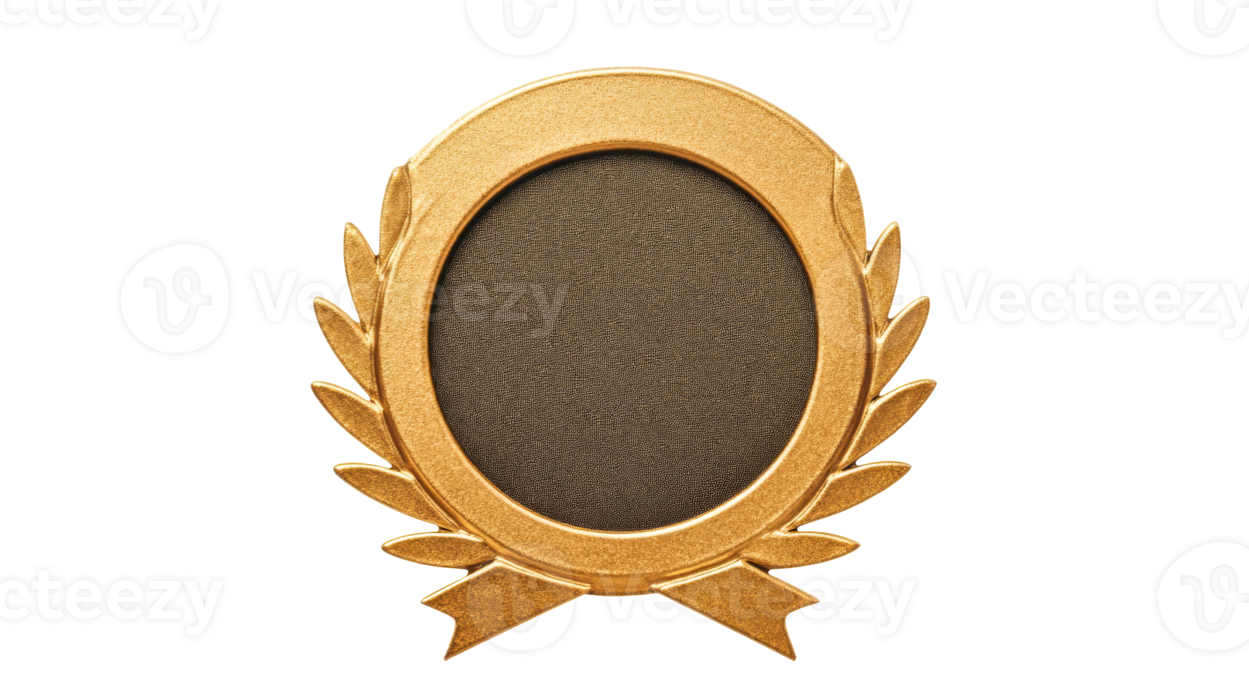 Golden decorative frame with laurel wreath, cut out transparent png