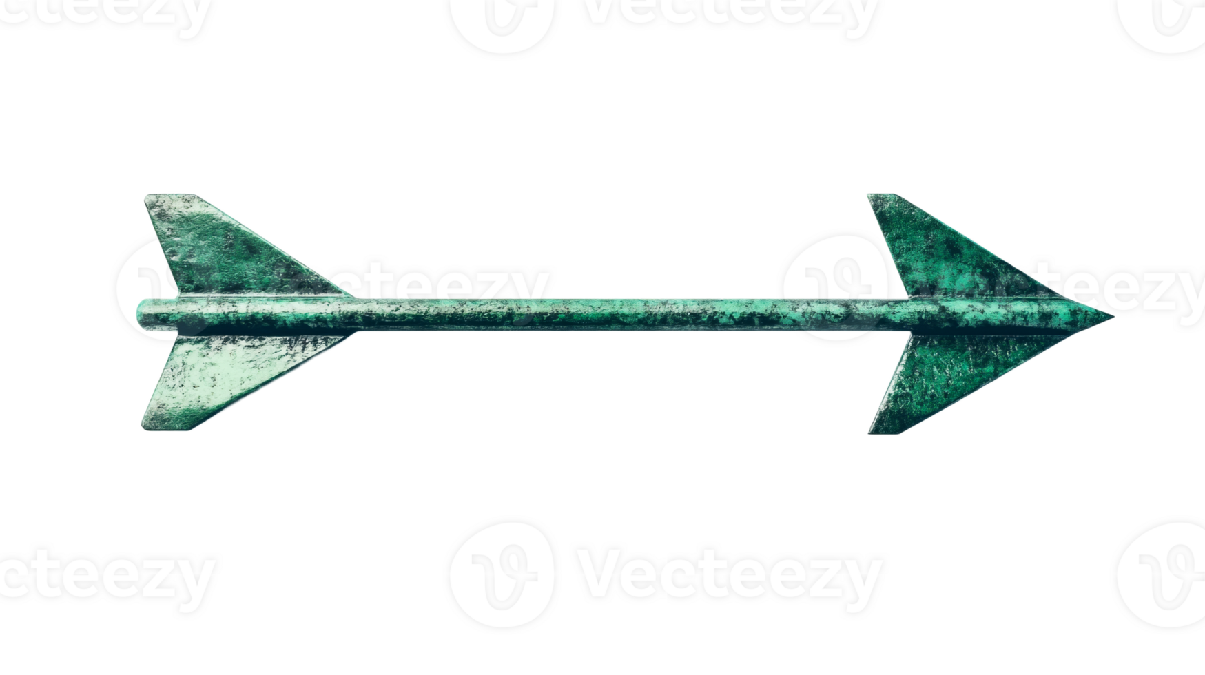 Double Ended Arrow in Green Texture on Black, cut out transparent png